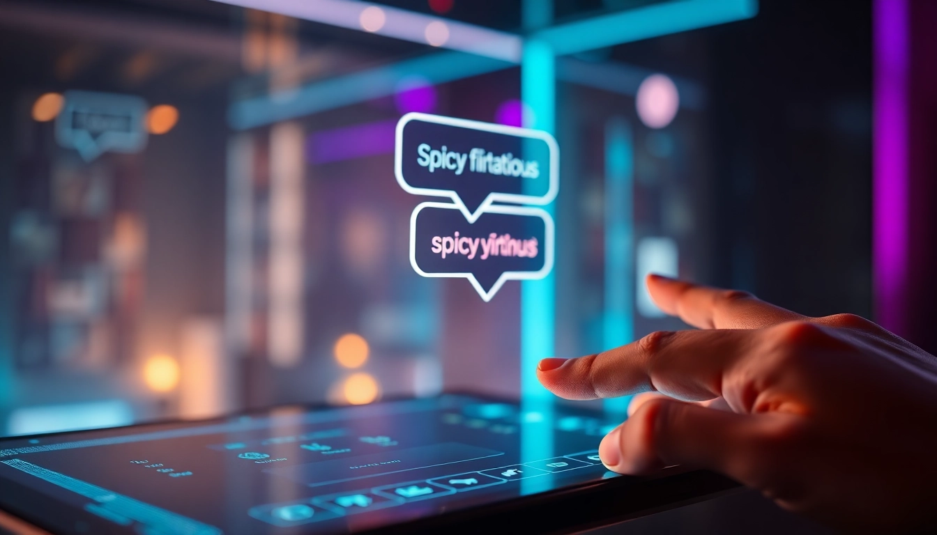Close-up of a person interacting with a futuristic AI chatbot interface on a sleek device, glowing with neon lights in a dark, tech-inspired setting.