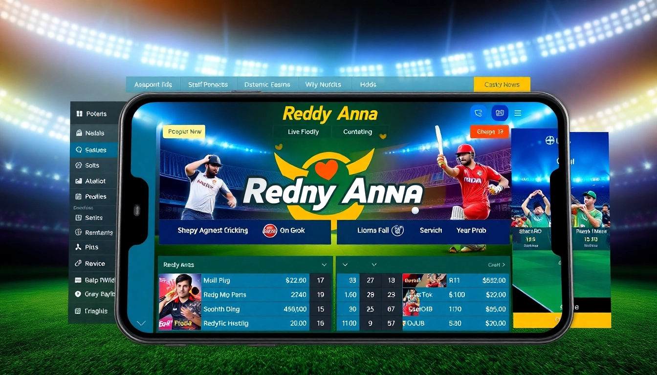 Reddy Anna platform showcasing live cricket betting with real-time updates and HD streaming on a mobile device for seamless betting experience.