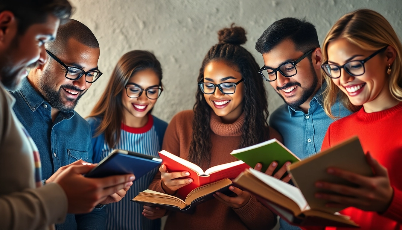 Engaging image of passionate readers in the Reddy Book Club, highlighting community and digital books for optimal user engagement.
