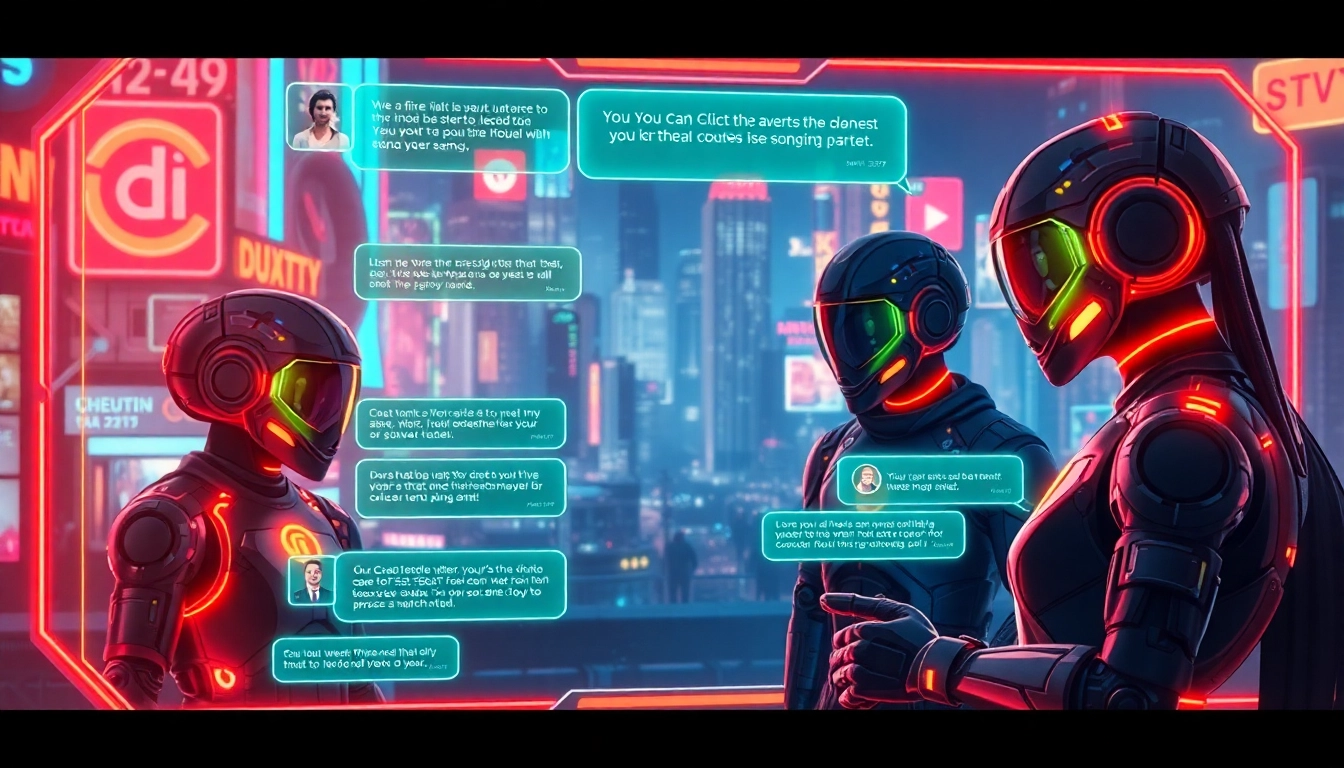 Spicy AI Chat app showcasing realistic AI characters engaging in unfiltered roleplay with vivid visuals and dynamic chat bubbles for immersive interaction.