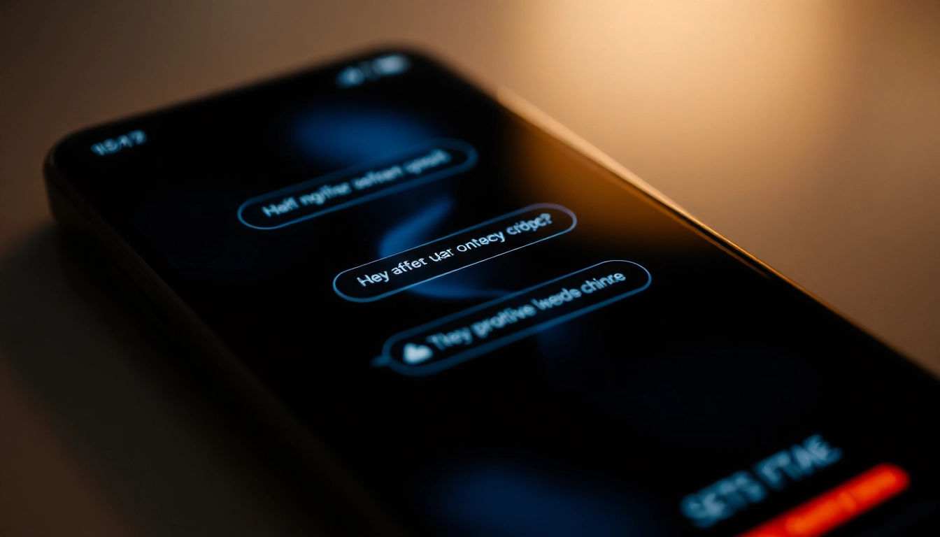 An illustration highlighting nsfw ai chat interactions on a smartphone screen, emphasizing privacy, digital connections, and unfiltered conversations for adult users.
