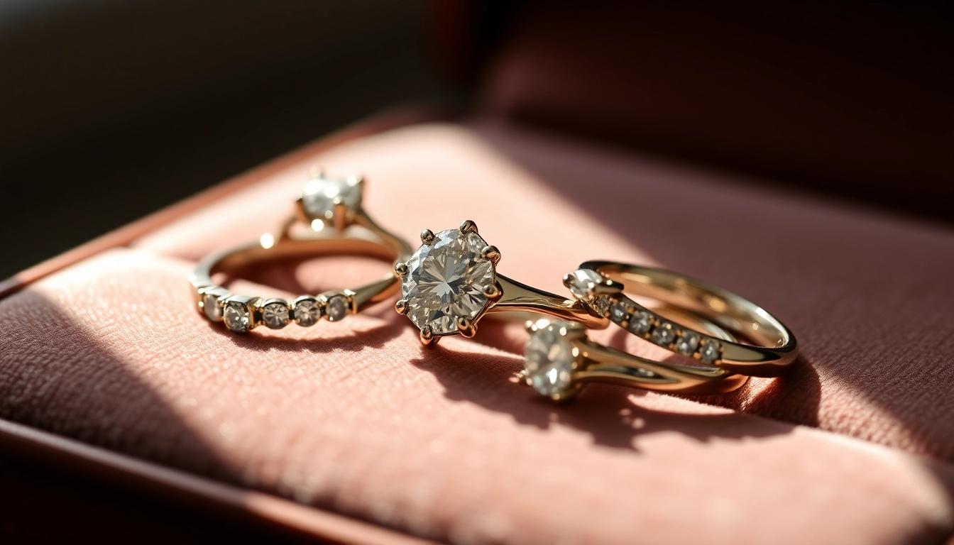 Modern engagement rings showcasing sleek, minimalist designs for stylish couples seeking