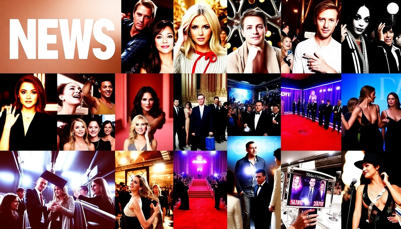 High-energy entertainment news montage with celebrities and awards show scenes for engaging viewers