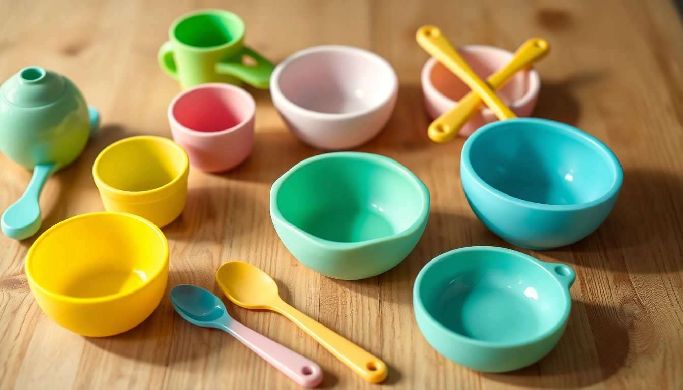 Bright and colorful safe silicone baby tableware in vibrant pastel colors for safe feeding enjoyment
